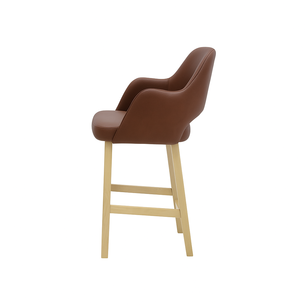 Scaun bar piele naturala BEJ | model APRIL