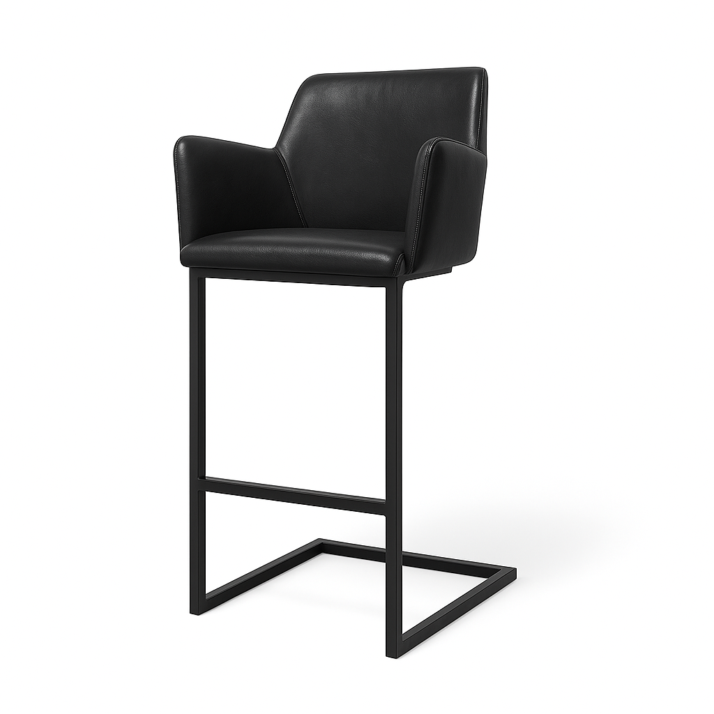 Scaun bar piele NEAGRA | model GIAN